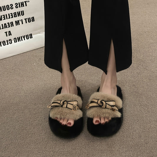 Versatile Furry Cotton Slippers For Womenperfect For Fall And Winter Wear