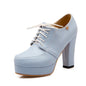 Womens Chunky-heeled Lace-up Pumps