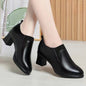 Womens Deep-toe Soft-leather Soft-soled High Heels