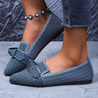 Womens Comfortable Non-slip Bow-tie Loafers