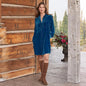 All-matching Loose Casual Velvet Knee-length Long Sleeve Short Dress