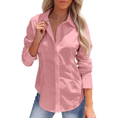 Pure Color All-matching Office Temperament Shirt Top