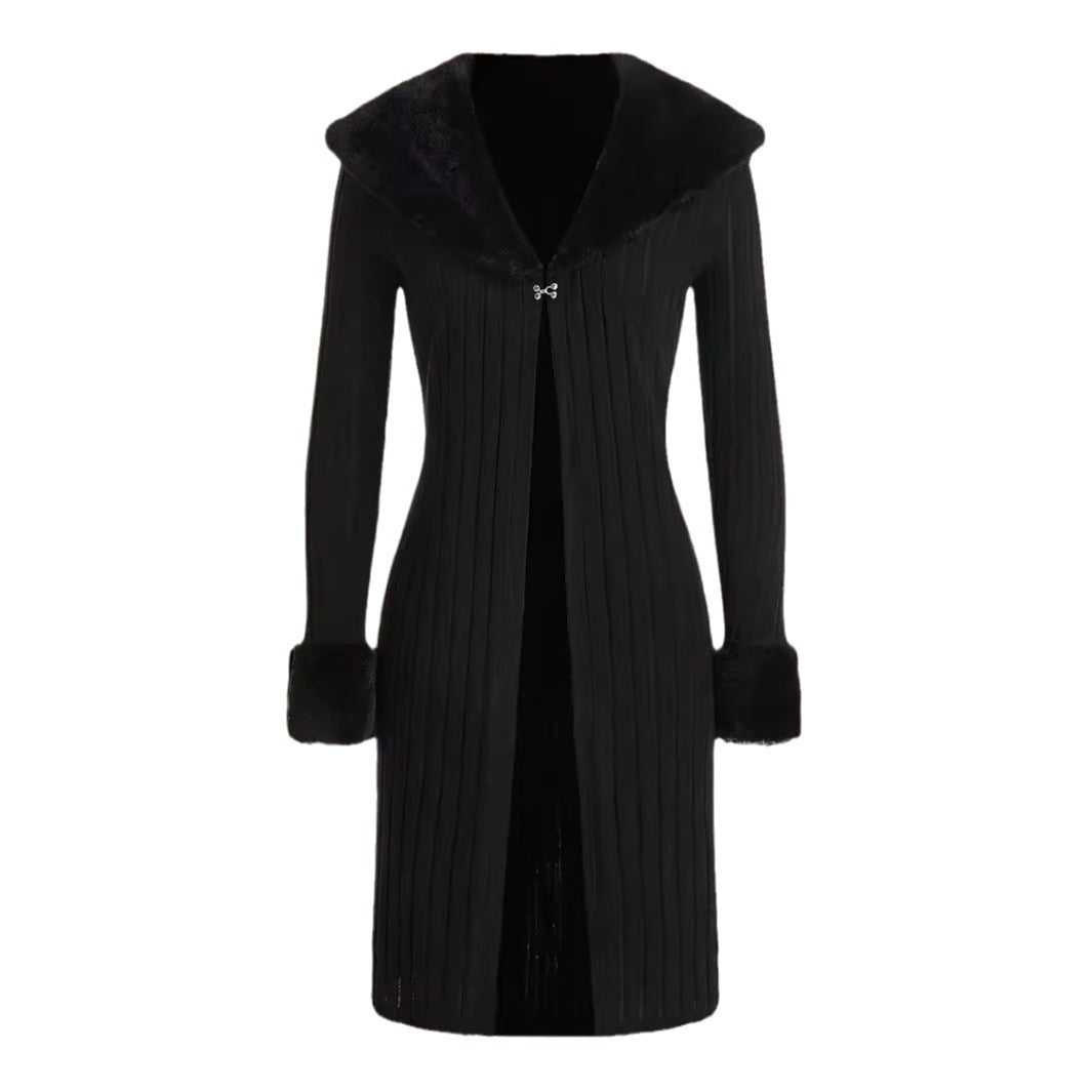 Slim Fit Slimming Knitted Casual Top Trench Coat