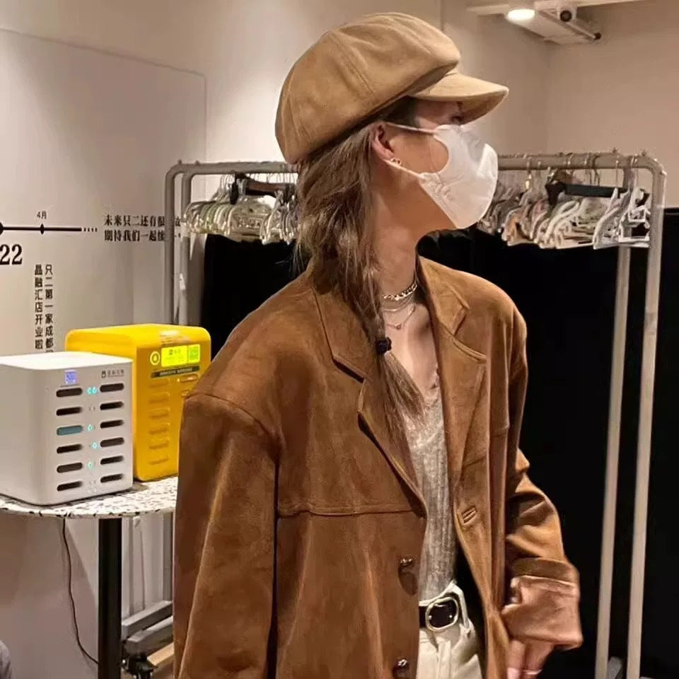 Dark Brown Coffee Suede Vintage Blazer