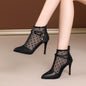 Womens Lace Mesh High Heels With A Stiletto Heel And Pointed Toe