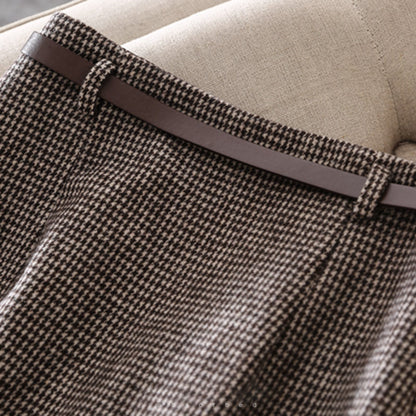 Houndstooth Skirt Women's High Waist