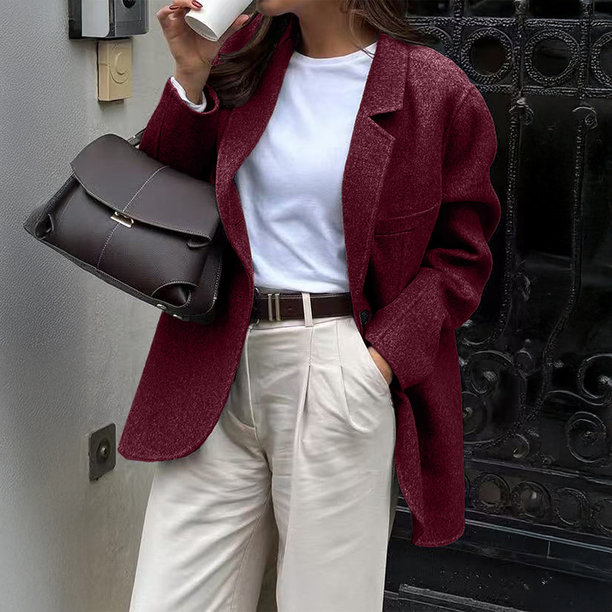 Casual High-end Solid Color Suit Jacket Women's Clothing