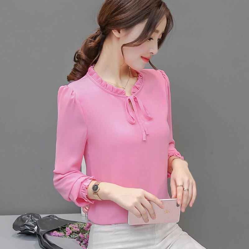Loose Plus Size Bow Chiffon Shirt Women's Clothing