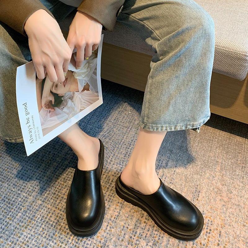 Womens Chunky-soled Closed-toe Mules For Casual Wear