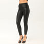 Pattern PU Leather Pants Women's High Waist Tight Base