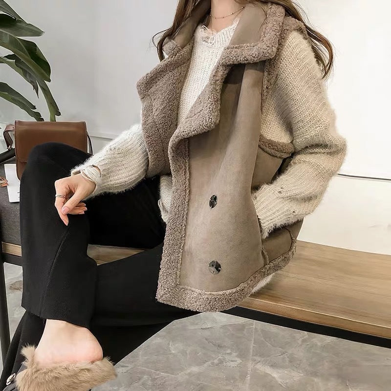 Fashion Casual Women Suede Vest Cardigan