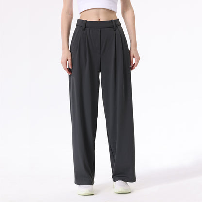 High Waist Drooping Loose Sports Straight Pants Commute Leisure Suit Pants