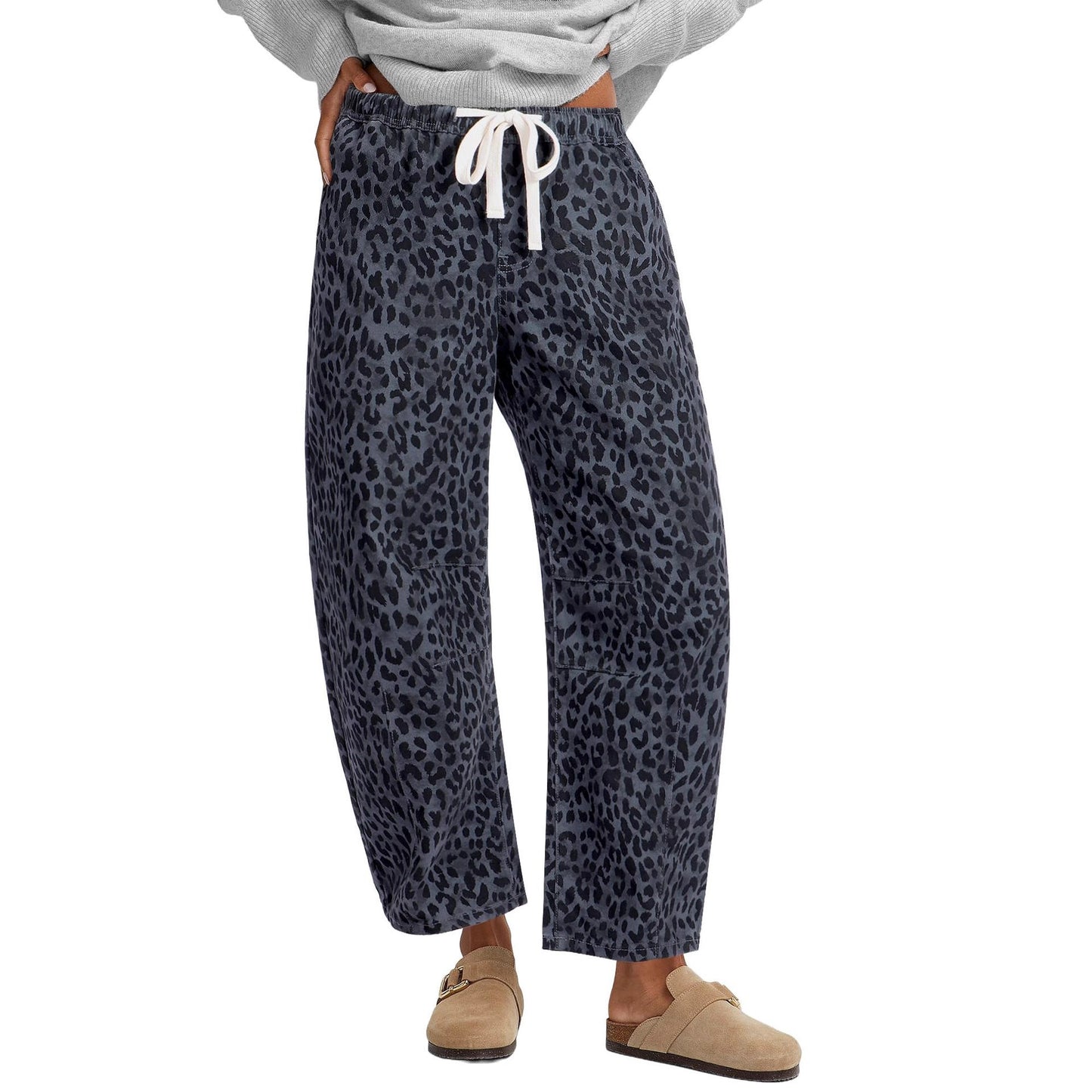 Casual Straight Pants Elastic High Waist