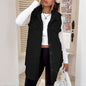 Women's Wool-Like Sleeveless Vest With Lapel, Solid Color Mid-Length Button Up Waistcoat For Layering, Casual & Formal Outfits