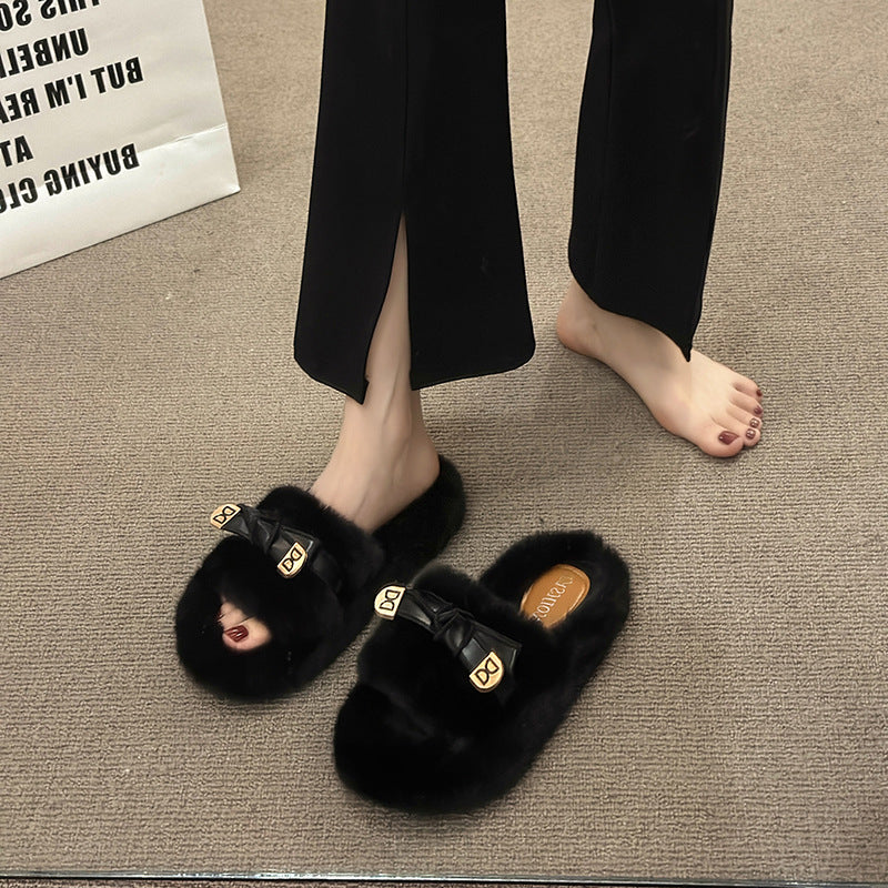 Versatile Furry Cotton Slippers For Womenperfect For Fall And Winter Wear