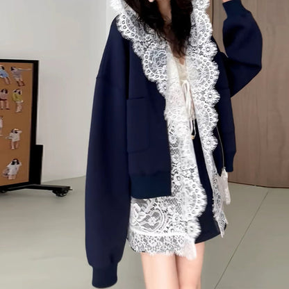 Temperament Leisure Style Red Sweater Baseball Jacket Fashionable All-matching Suit