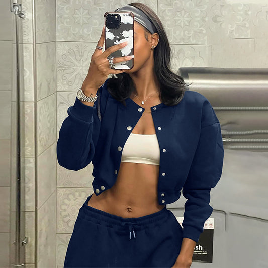 Fashion Casual Cardigan Hidden Hook Midriff-baring Long Sleeve Coat