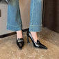 Retro Pointed Elegant Women's Commuting Stiletto Patent Leather High Heels Product information: Pattern: solid color Lining material: imitation leather Color: Black, Brown Upper height: low top Heel height: high heels [6-8cm (inclusive)] Heel shape: taper