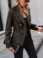Women's Double Breasted Suit Motorcycle Leather Coat