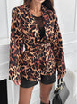 Leopard Print Lace-up Fashion Sexy Temperament Slim Women's Coat