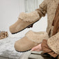 Womens Retro Thick-Soled Fleece-Lined Slippers