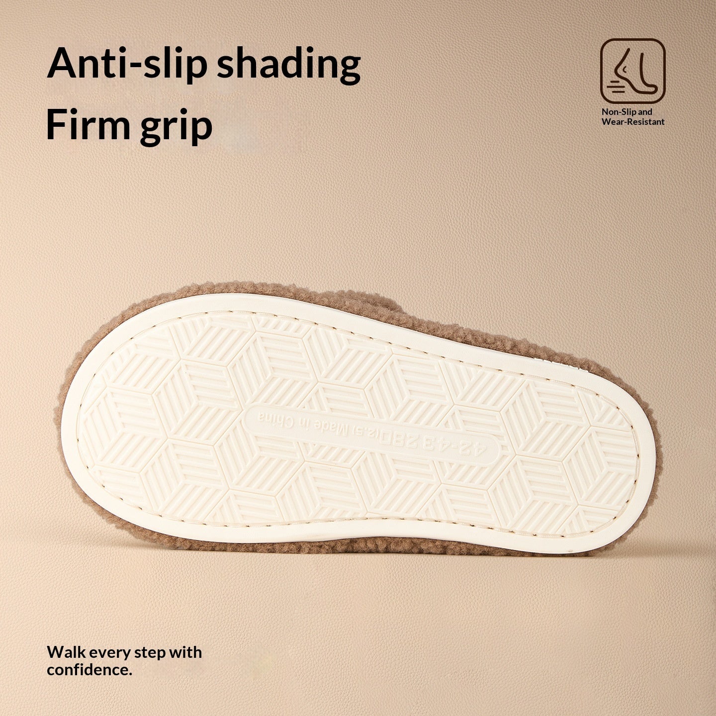 Women's Winter Indoor Warm Fleece-Lined Non-Slip Quiet Silent Floor Cotton Slippers