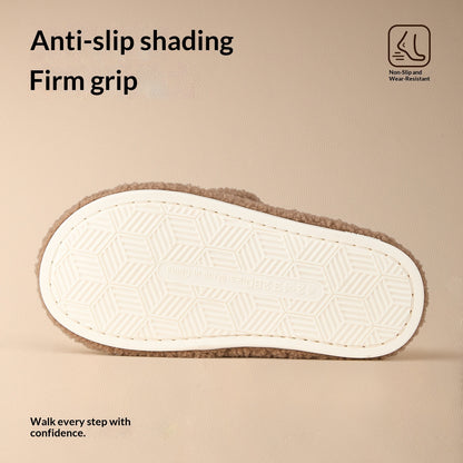 Women's Winter Indoor Warm Fleece-Lined Non-Slip Quiet Silent Floor Cotton Slippers