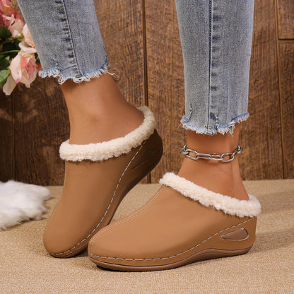 Fashion Plush Slippers Outdoor Wedges Sandals Women's Garden Shoes