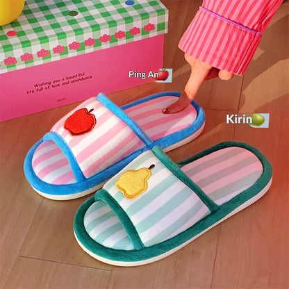 Cute Stylish Sweat-absorbing And Breathable Striped Slippers