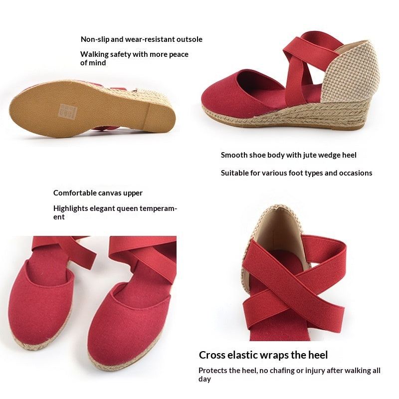 Comfortable Height-increasing Wedge Shoes With A Breathable Closed-toe Design