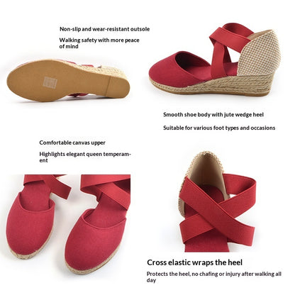 Comfortable Height-increasing Wedge Shoes With A Breathable Closed-toe Design