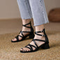 Brown Strappy Heels Vintage Stiletto-Strap Roman Sandals For Women