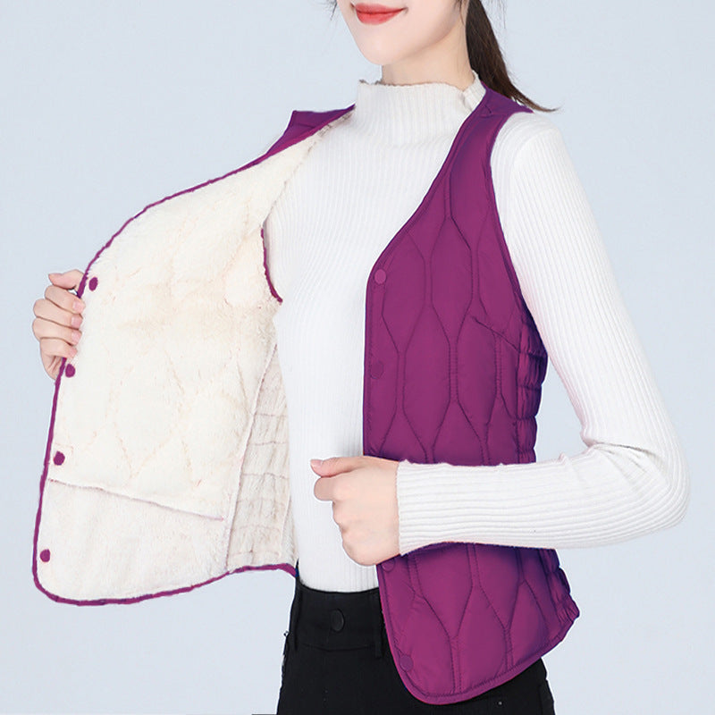 Vest Women's Short Bottoming Autumn And Winter Plus Velvet Thickened