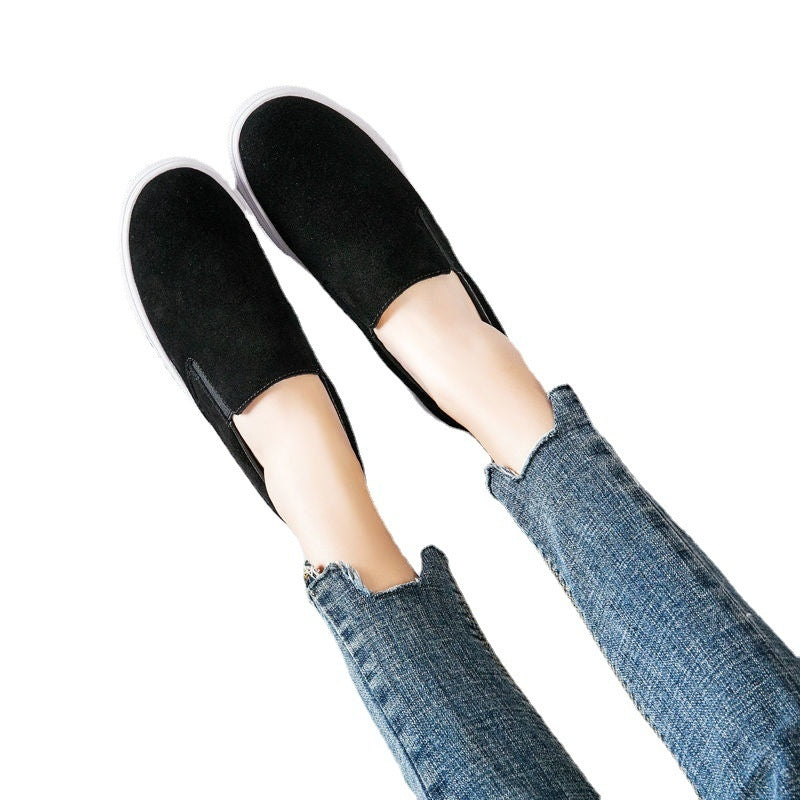 Women's Shoes Lightweight Non-slip Retro Loafers Slip-on Pumps Product information: Lining material: single lining/velvet lining Heel height: low heel (1-3CM) Heel shape: flat heel Sole material: rubber sole Style: lazy shoes Toe holder shape: round head