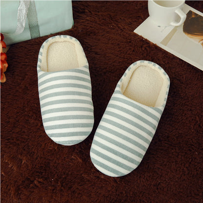 Softsoled Ultrasoft Velvet Cotton Slippers Striped Indoor Floor And Home Cotton Slippers