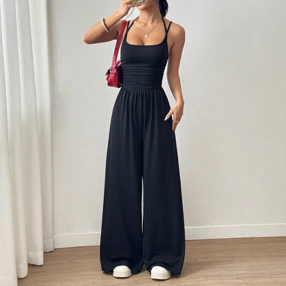 Black Camisole Waist Wide Leg Jumpsuit