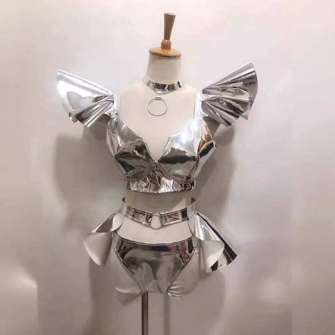 Stage Costume Sexy Bright Hard Patent Leather Suit