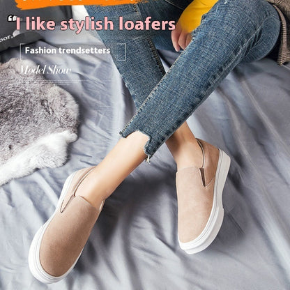 Women's Shoes Lightweight Non-slip Retro Loafers Slip-on Pumps Product information: Lining material: single lining/velvet lining Heel height: low heel (1-3CM) Heel shape: flat heel Sole material: rubber sole Style: lazy shoes Toe holder shape: round head