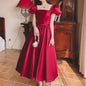 Winter Wine Red Engagement Daily French Princess On The Run Satin Dress