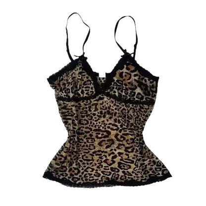 Lace European And American Style Leopard Print Sexy Sling For Women