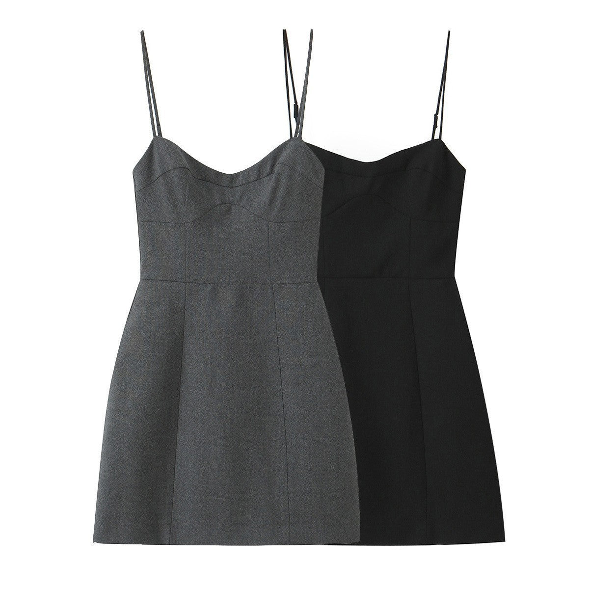 Women's Waist Trimming Spaghetti Straps Short Dress