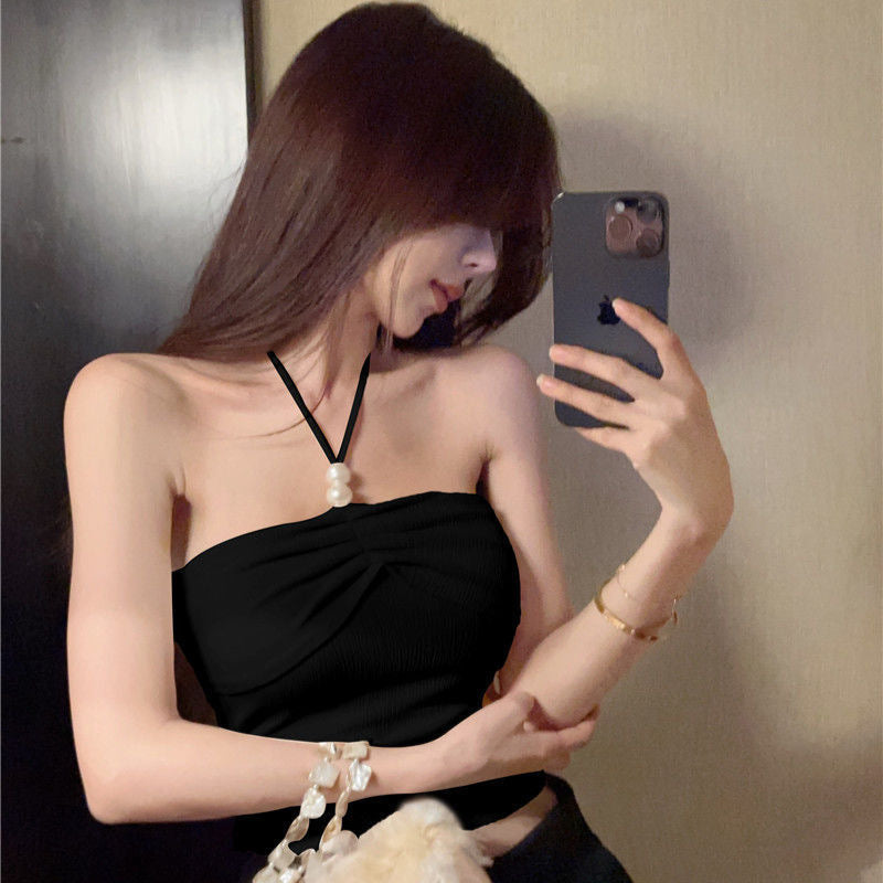 French Halter Sexy Tube Top Strappy Vest Autumn Pure Desire