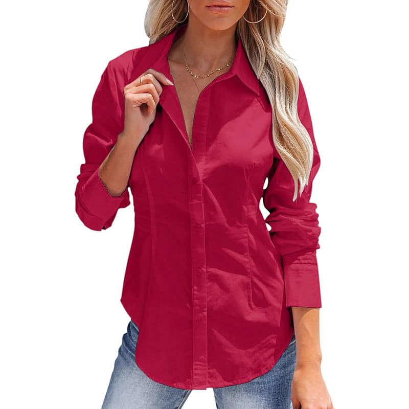 Pure Color All-matching Office Temperament Shirt Top