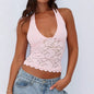 Lace Hanging Collar T-shirt Sling Women's