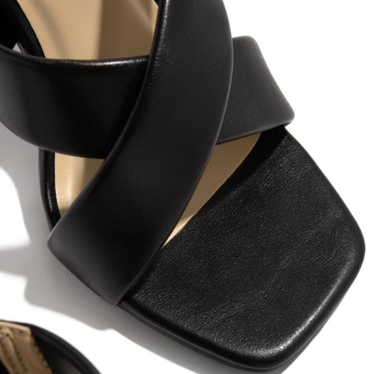 Womens Dainty, High-heeled Plus-size Slide Sandals