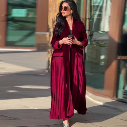 Elegant Pleated Stitching Women's Coat