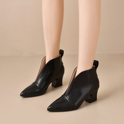 Womens High-heeled Martin-style Ankle Boots With A V-cut
