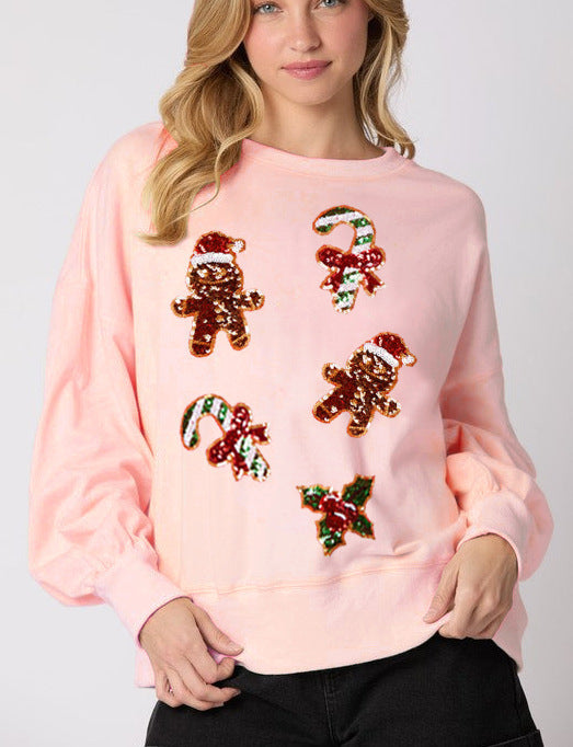 Sequined Casual Sweatshirt Long-sleeved Top For Women