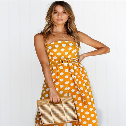 Polka Dot Printing Gallus Siamese Trousers Elegant And Comfortable