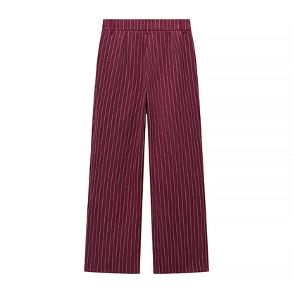 Female Casual Versatile Suit Jacket Casual Pants Striped